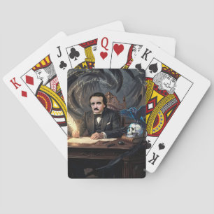 Edgar A. Poe 'The Raven' Componeren in Gotische Dr Pokerkaarten
