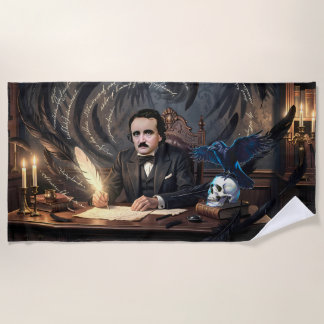 Edgar A. Poe 'The Raven' Componeren in Gotische Dr Strandlaken