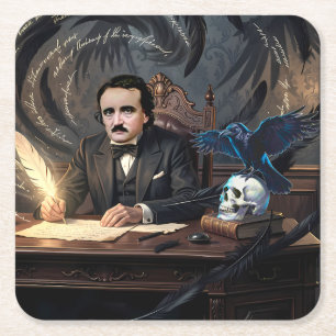 Edgar A. Poe The Raven Samenstellend In Gotische D Kartonnen Onderzetters