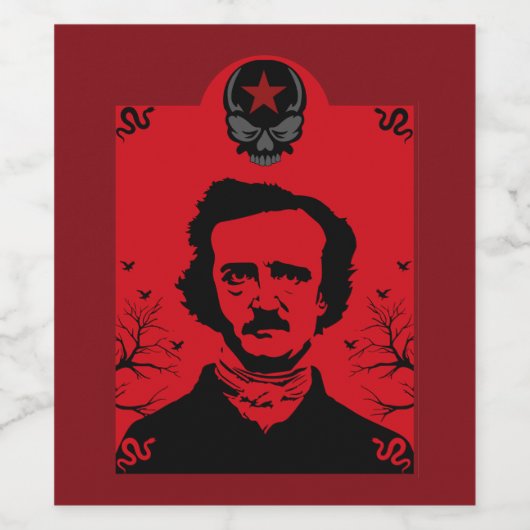 Edgar Allan Poe Art Gift Wijn Etiket (Enkel label)
