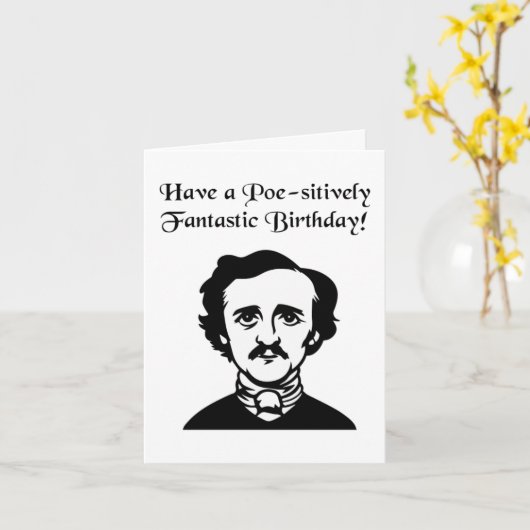 Edgar Allan Poe Birthday  Kaart (Gele Bloem)
