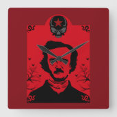 Edgar Allan Poe Black Raven Vierkante Klok (Voorkant)