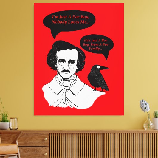 Edgar Allan Poe Boy en Raven Canvas Afdruk (Insitu (Woonkamer))