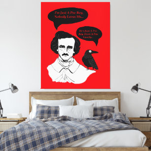 Edgar Allan Poe Boy en Raven Canvas Afdruk
