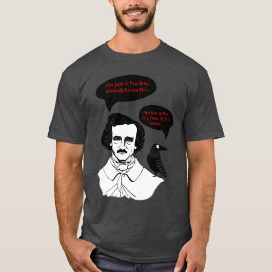 Edgar Allan Poe Boy en Raven T-shirt (Voorkant)