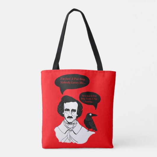 Edgar Allan Poe Boy en Raven Tote Bag (Achterkant)