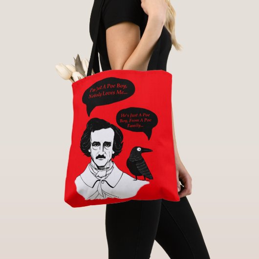 Edgar Allan Poe Boy en Raven Tote Bag (Dichtbij)