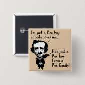 Edgar Allan Poe Boy Funny Button Badge Pin (Voorkant /achterkant)