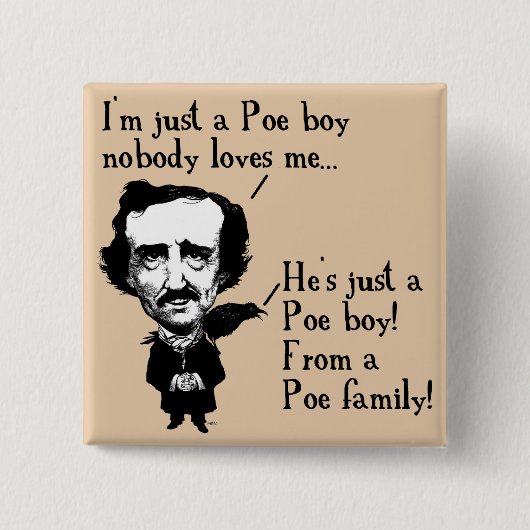 Edgar Allan Poe Boy Funny Button Badge Pin (Voorkant)