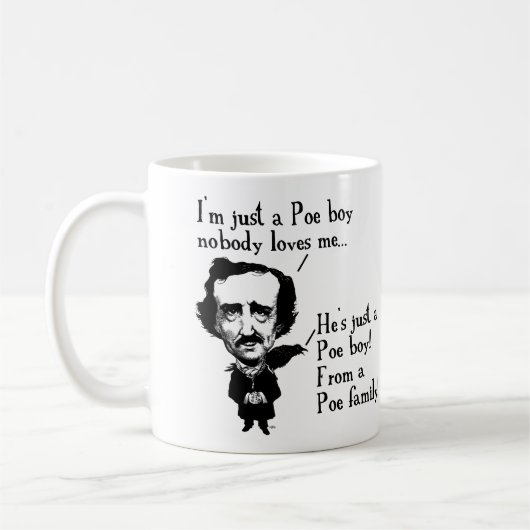Edgar Allan Poe Boy Funny Mug of Travel Mug Koffiemok (Links)