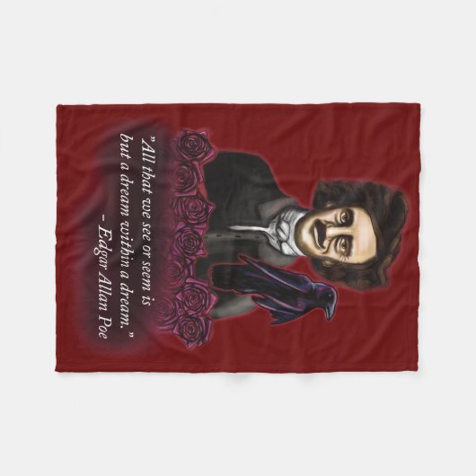 Edgar Allan Poe, Dark Academia Fleece Deken (Voorkant (Horizontaal))
