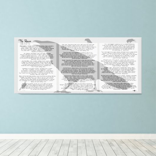 Edgar Allan Poe De Raven Hele Gedicht Canvas Afdruk (Insitu (Houten vloer))