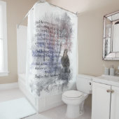 Edgar Allan Poe de Waterverf Raven Poem Raven Douchegordijn (In situ)