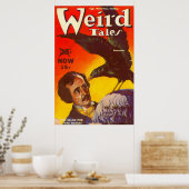 Edgar Allan Poe en Raven Pulp Magazine Hoesje Poster (Keuken)