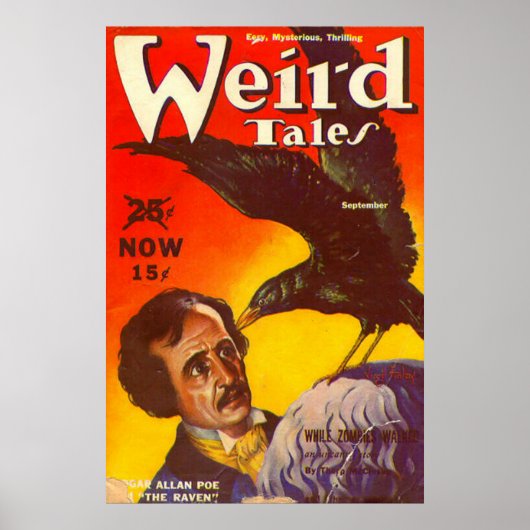 Edgar Allan Poe en Raven Pulp Magazine Hoesje Poster (Voorkant)