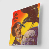 Edgar Allan Poe en Raven Pulp Magazine Hoesje Vierkante Klok (Hoek)