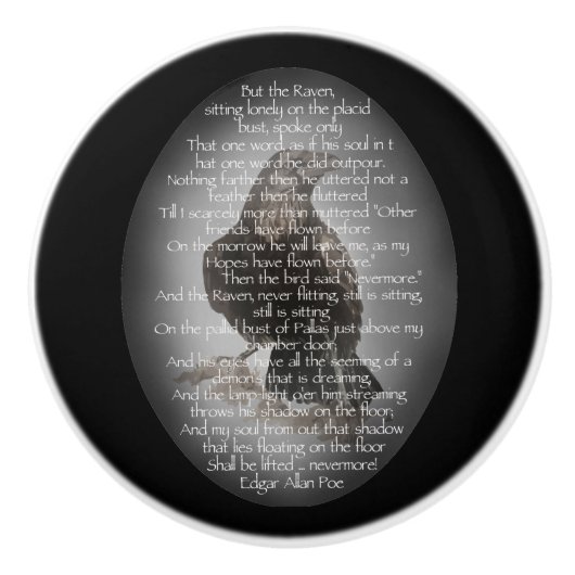 Edgar Allan Poe Gedicht met Waterverf Raven Art Keramische Knop (Voorkant)