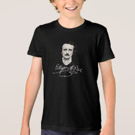 Edgar Allan Poe Gothic Halloween Signature Kindere Tri-Blend Shirt