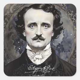 Edgar Allan Poe Gothic Halloween Square Stickers