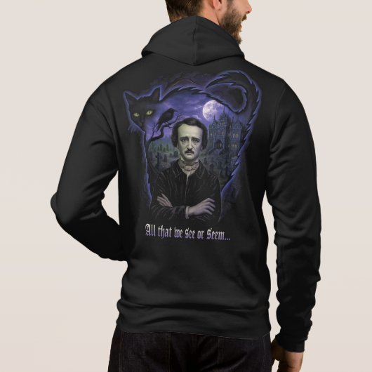 Edgar Allan Poe Gothic Hoodie – Raven & Cat (Achterkant)