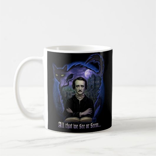 Edgar Allan Poe Gothic Mok – Haunted Raven & Cat (Links)