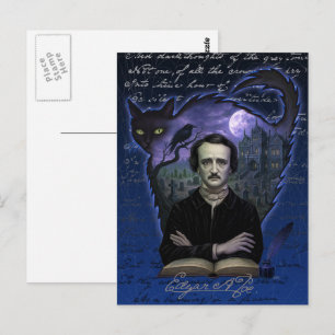 Edgar Allan Poe Gotische Raaf Ansichtkaart Briefkaart