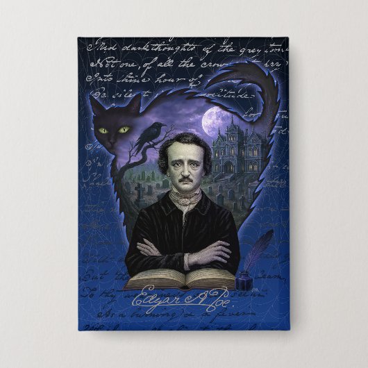 Edgar Allan Poe Gotische Raaf Knop Button (Voorkant)