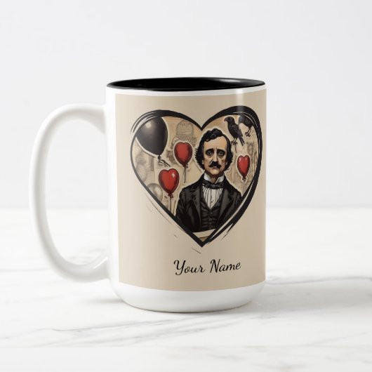  Edgar Allan Poe Heart Gepersonaliseerd Tweekleurige Koffiemok (Links)