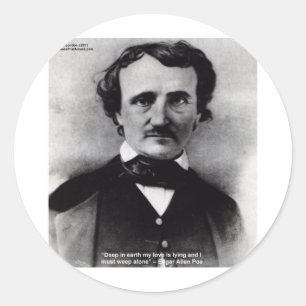 Edgar Allan Poe "Huil Alleen" Liefdescitaten Gesch Ronde Sticker
