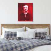 Edgar Allan Poe in het rood Canvas Afdruk (Insitu (Slaapkamer))