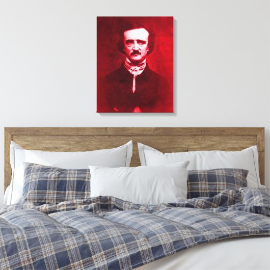 Edgar Allan Poe in het rood Canvas Afdruk (Insitu (Slaapkamer))