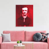 Edgar Allan Poe in het rood Canvas Afdruk (Insitu (Woonkamer))