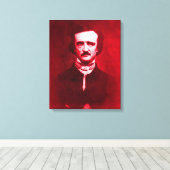 Edgar Allan Poe in het rood Canvas Afdruk (Insitu (Houten vloer))