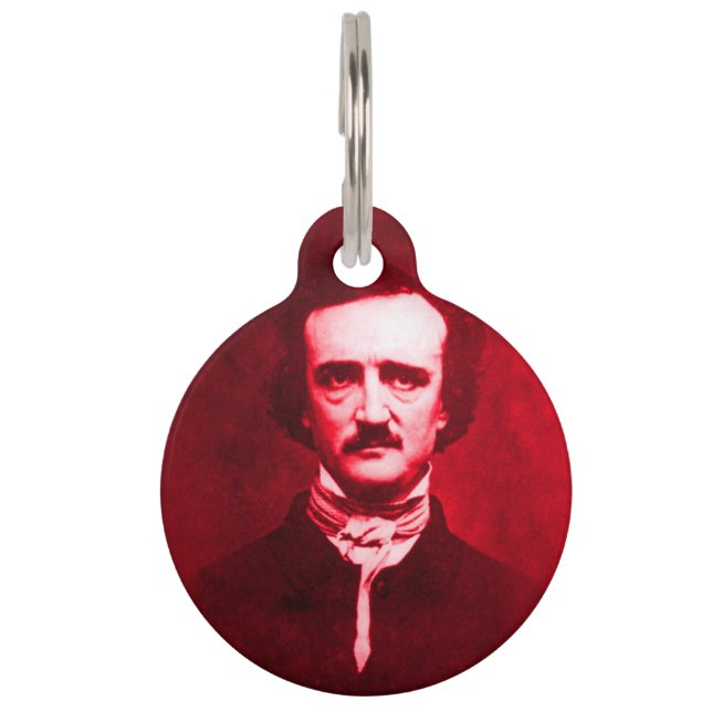 Edgar Allan Poe in het rood Huisdierpenning (Voorkant)