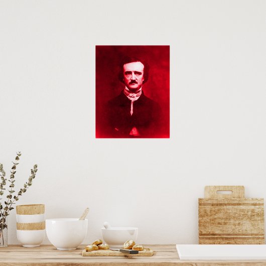 Edgar Allan Poe in het rood Poster (Keuken)