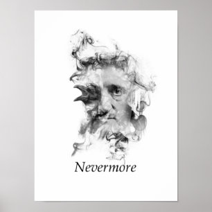 Edgar Allan Poe in rook met Raven - Nevermore Poster