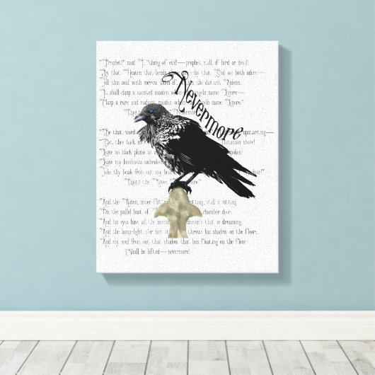 Edgar Allan Poe is de Raven Canvas Afdruk (Insitu (Houten vloer))