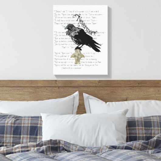 Edgar Allan Poe is de Raven Canvas Afdruk (Insitu (Slaapkamer))