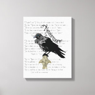 Edgar Allan Poe is de Raven Canvas Afdruk