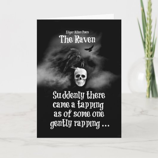 Edgar Allan Poe is de Raven Gothic Halloween Kaart (Voorkant)