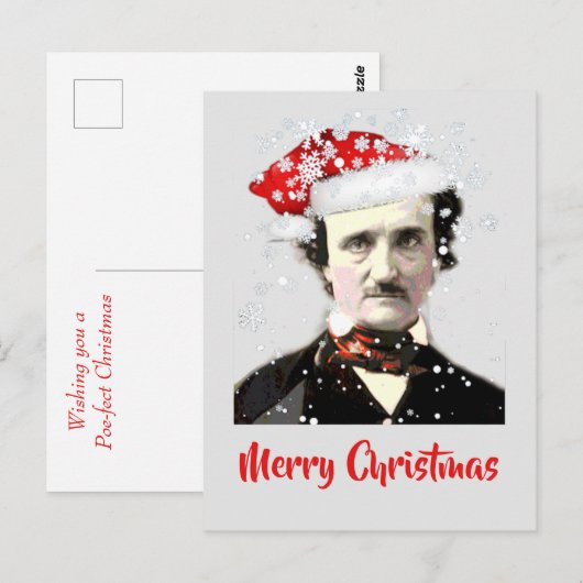 Edgar Allan Poe-kerstkaart Pet Snowflake Briefkaart (Voorkant / Achterkant)