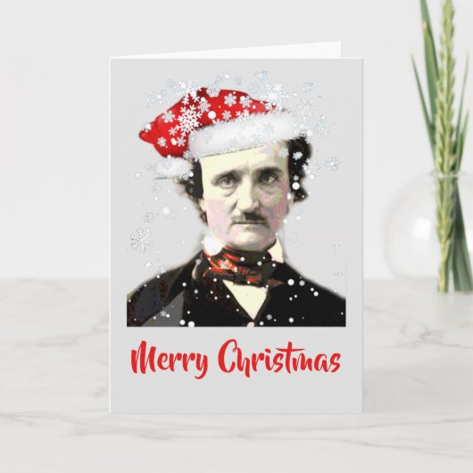 Edgar Allan Poe Kerstmuts Sneeuwvlok Kaart (Voorkant)