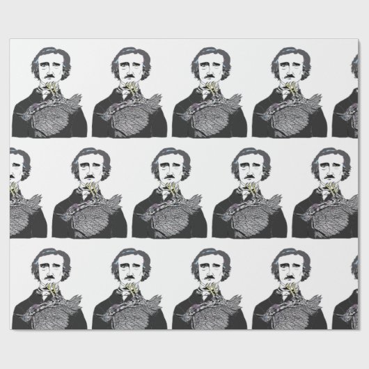 Edgar Allan Poe met een Raven op zijn kin Cadeaupapier (Vlak)
