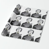 Edgar Allan Poe met een Raven op zijn kin Cadeaupapier (Uitgerold)
