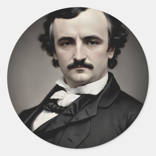 Edgar Allan Poe Origineel Portret Ronde Sticker (Voorkant)