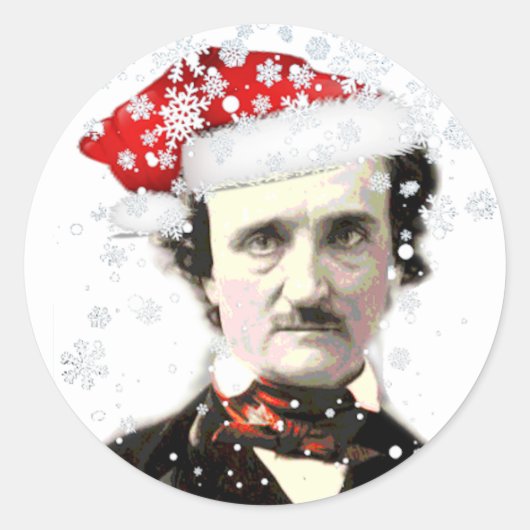 Edgar Allan Poe Pet Snowflake Ronde Sticker (Voorkant)