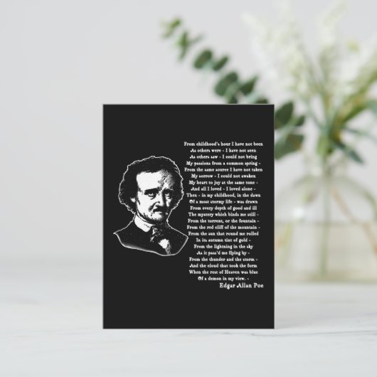 Edgar Allan Poe Poem ALONE Briefkaart (Staand voorkant)
