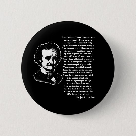 Edgar Allan Poe Poem ALONE Ronde Button 5,7 Cm (Voorkant)