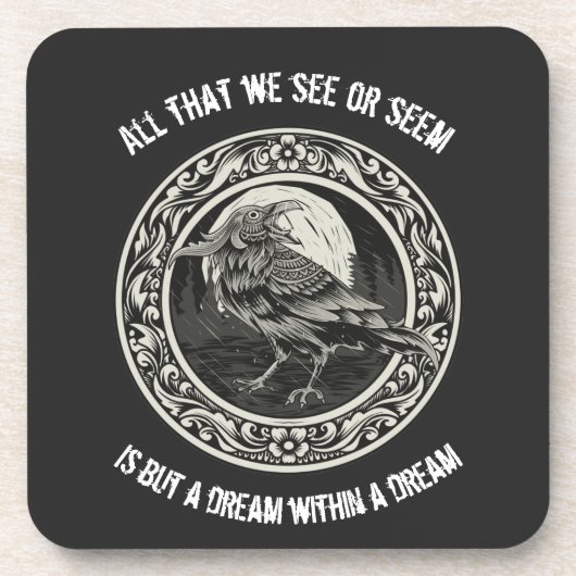 Edgar Allan Poe Poet Author Dream Raven Medallion Bier Onderzetter (Voorkant)