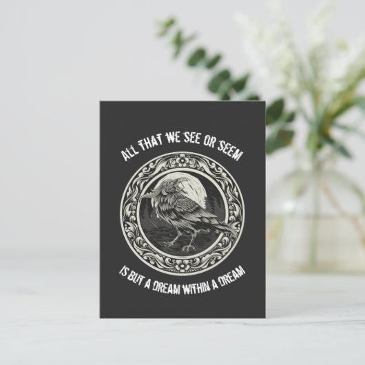 Edgar Allan Poe Poet Author Dream Raven Medallion Briefkaart (Staand voorkant)